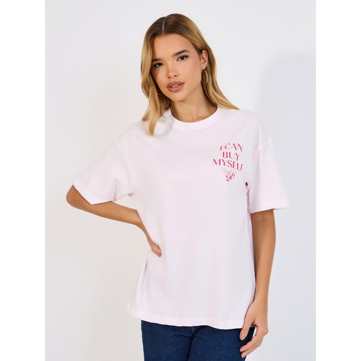 تيشيرت فضفاض مطبع بطبعة كتابة-women-clothing-tshirts-image-1