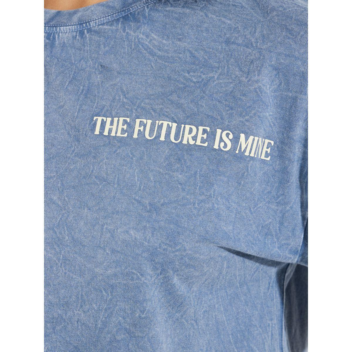 Styli Acid Wash Future Slogan T-Shirt with Dropped Shoulder-women-clothing-tshirts-image-4