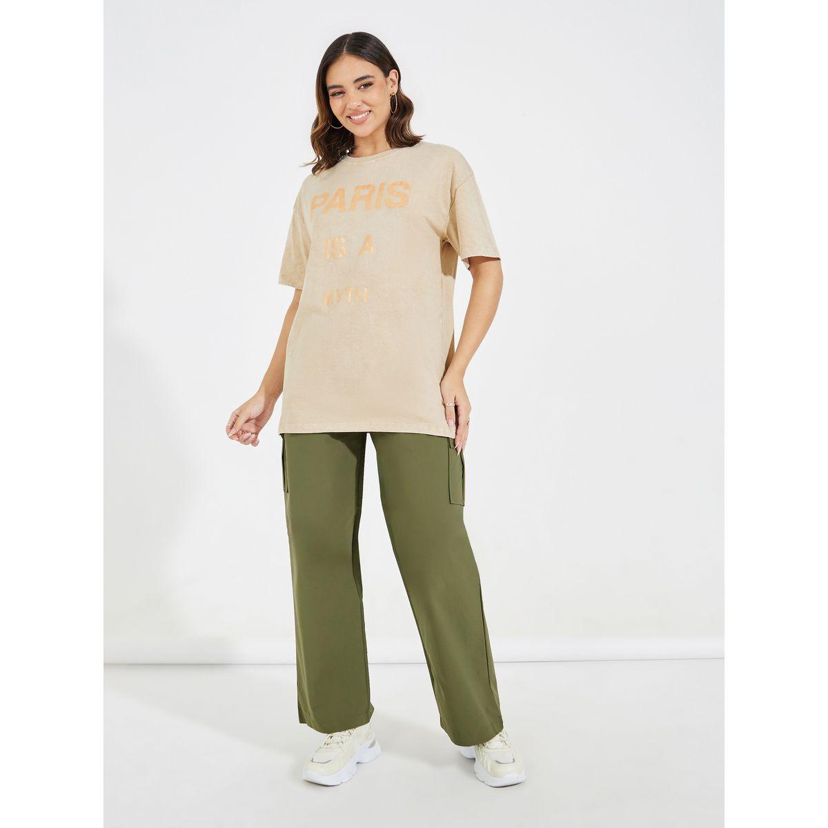 تيشيرت فضفاض مطبع بطبعة كتابة-women-clothing-tshirts-image-2