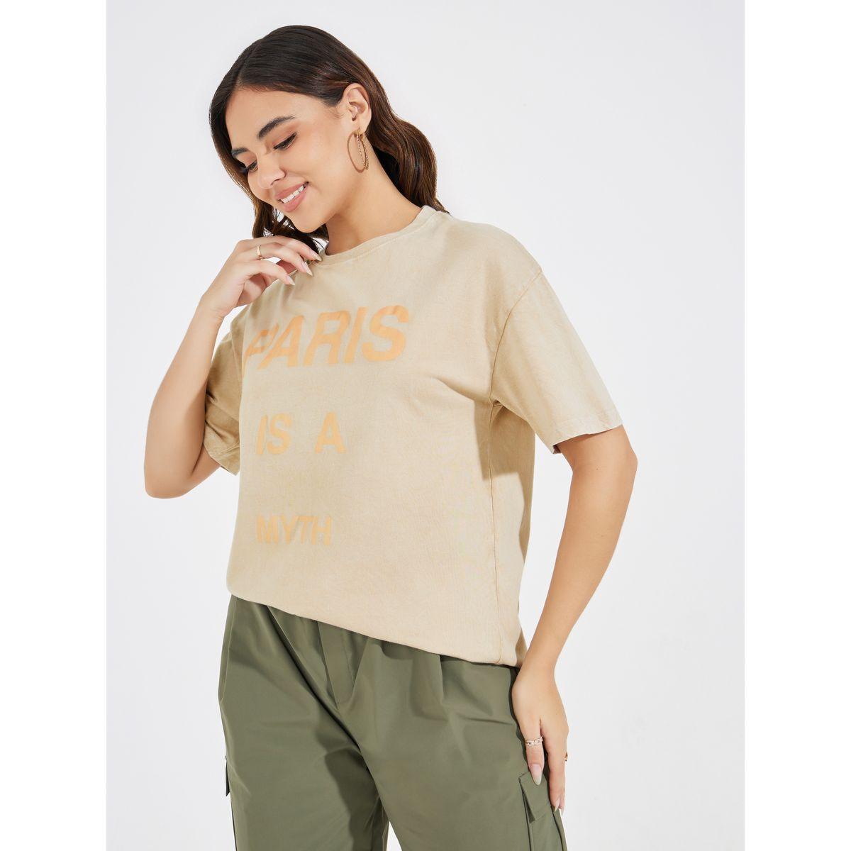 Styli Faded Wash Slogan Print Oversized T-Shirt-women-clothing-tshirts-image-3