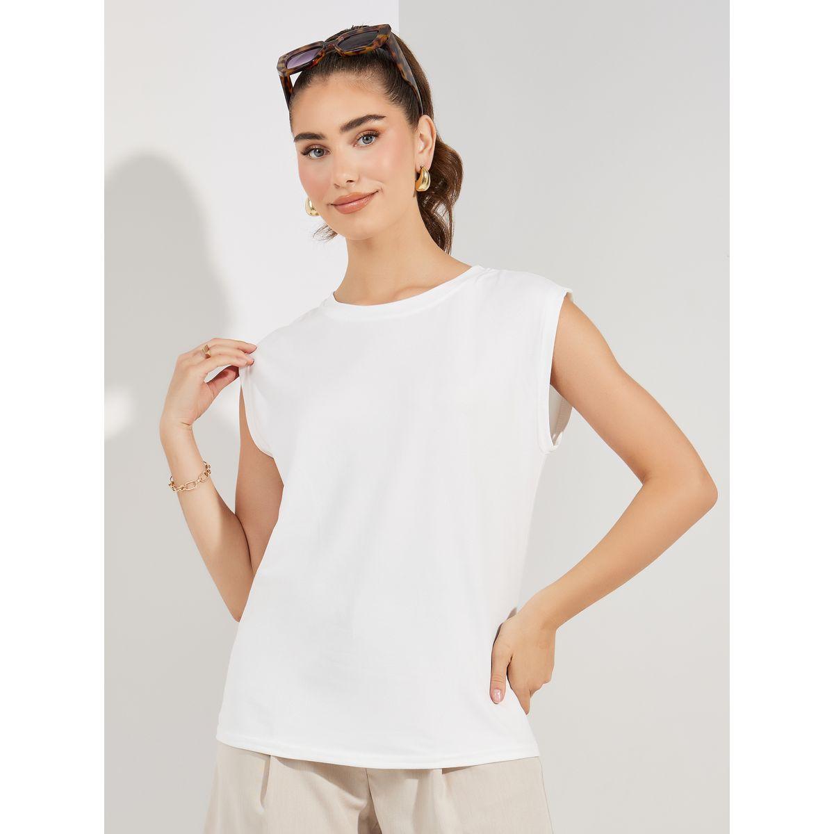 Styli Solid Round Neck Sleeveless T-Shirt-women-clothing-tshirts-image-2