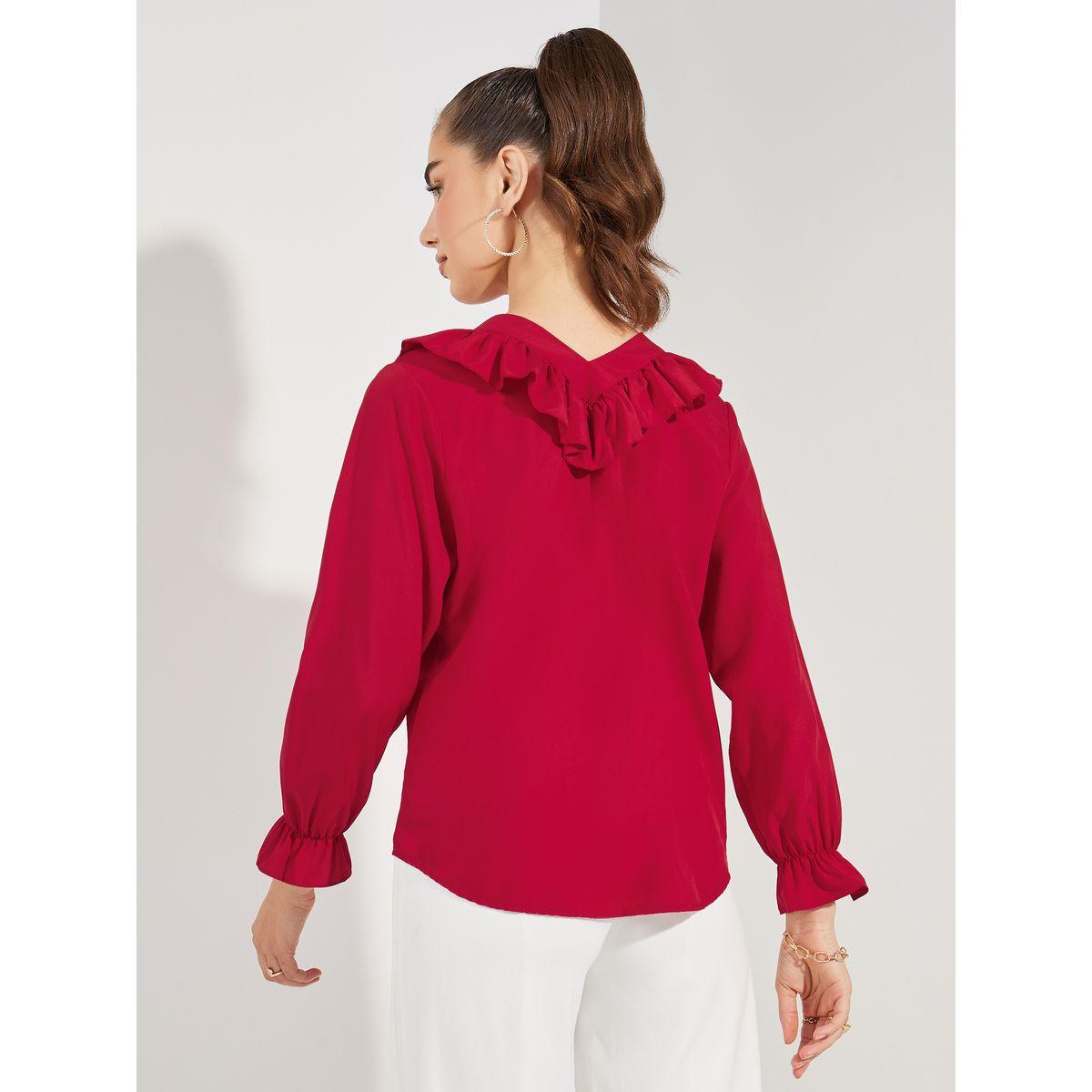 بلوزة سادة باكمام طويلة وكشكش-women-clothing-shirtsandblouses-shirts-image-5