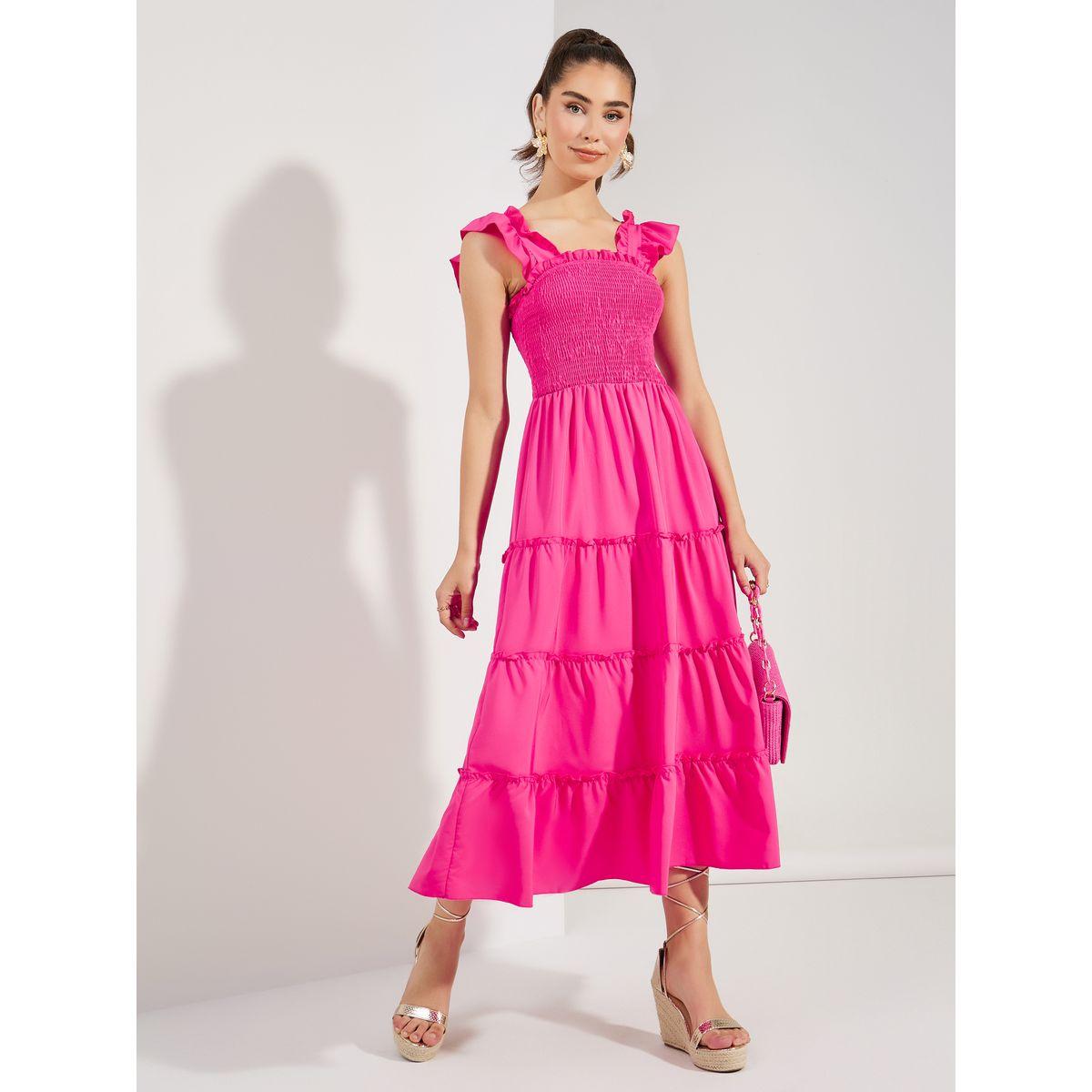 Styli Square Neck Ruffled Sleeve Midi Dress-women-clothing-dresses-image-1