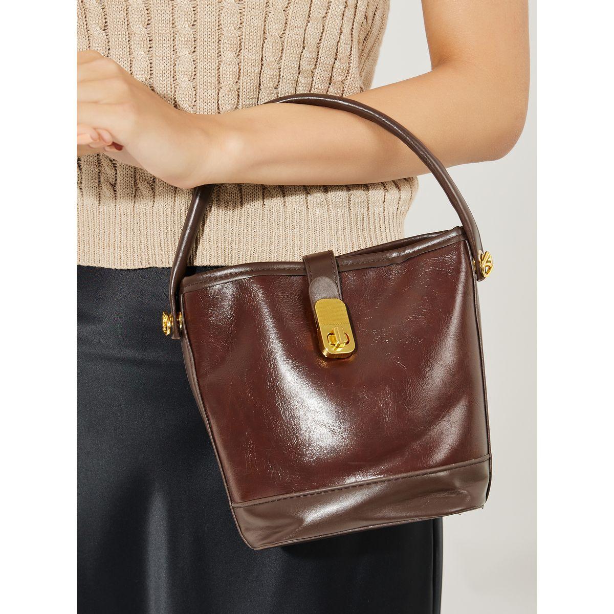 Styli Plain Top Handle Handbag with Turn Lock-women-bagsandwallets-handbags-image-4