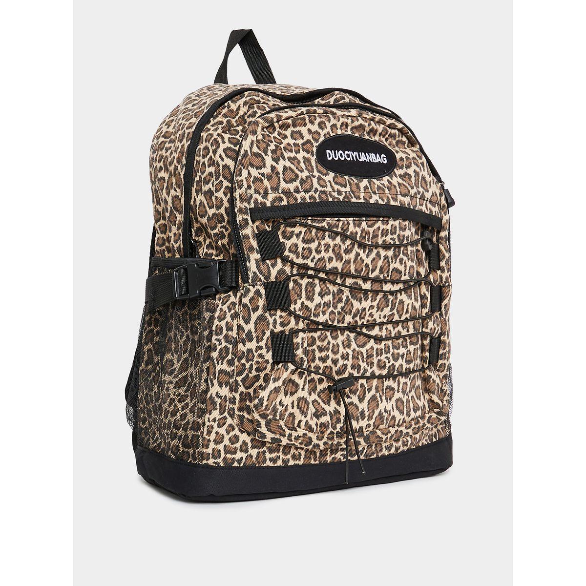 Styli Animal Print Backpack with Zip Closure-women-bagsandwallets-backpacks-image-1