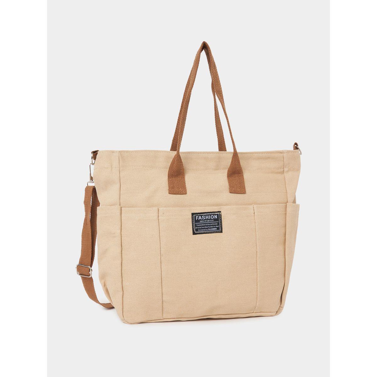 Styli Patch Detail Handbag with Zip Closure-women-bagsandwallets-handbags-image-1