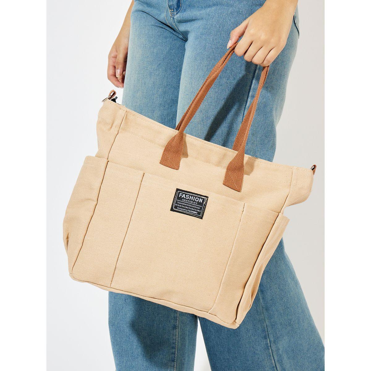 Styli Patch Detail Handbag with Zip Closure-women-bagsandwallets-handbags-image-2