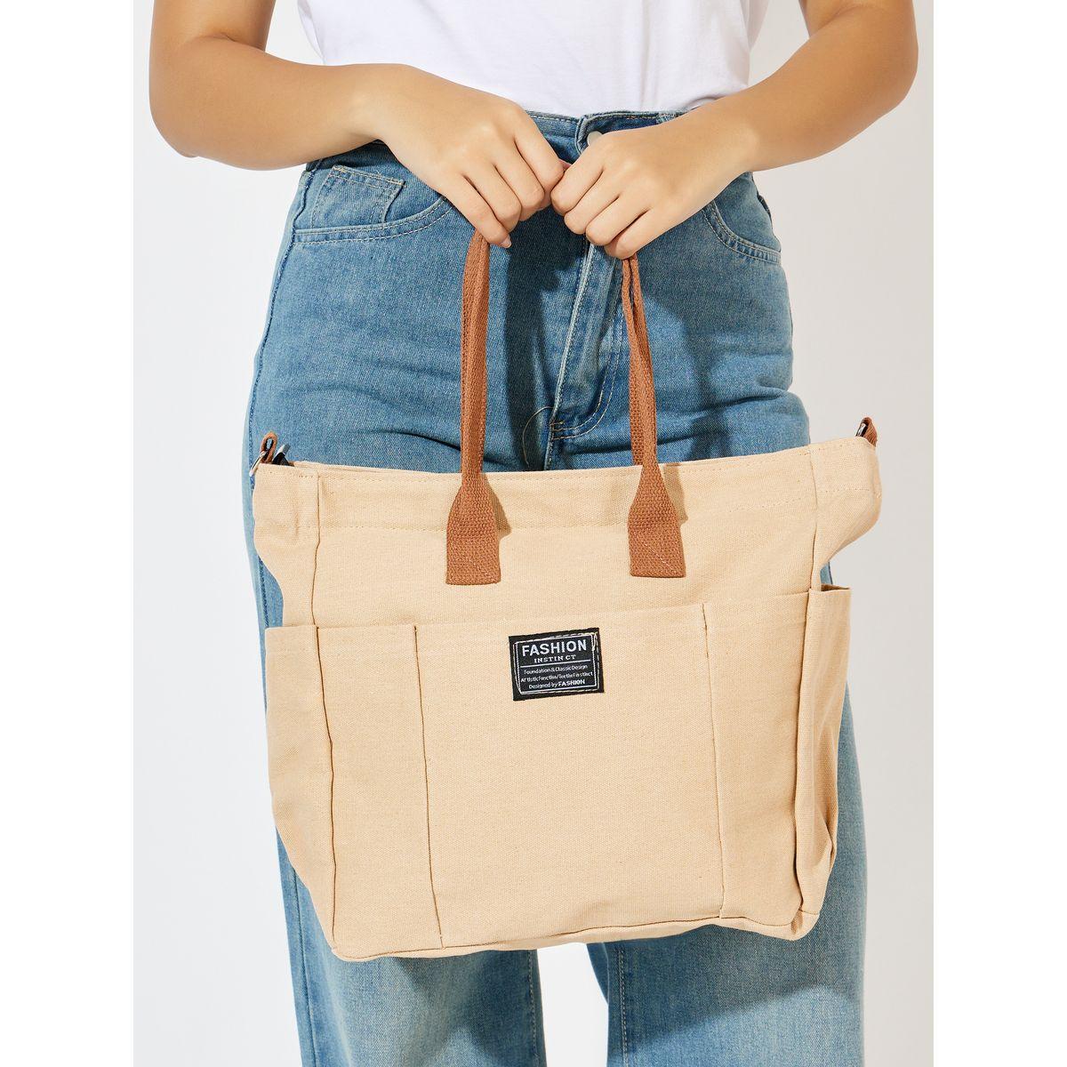 Styli Patch Detail Handbag with Zip Closure-women-bagsandwallets-handbags-image-4