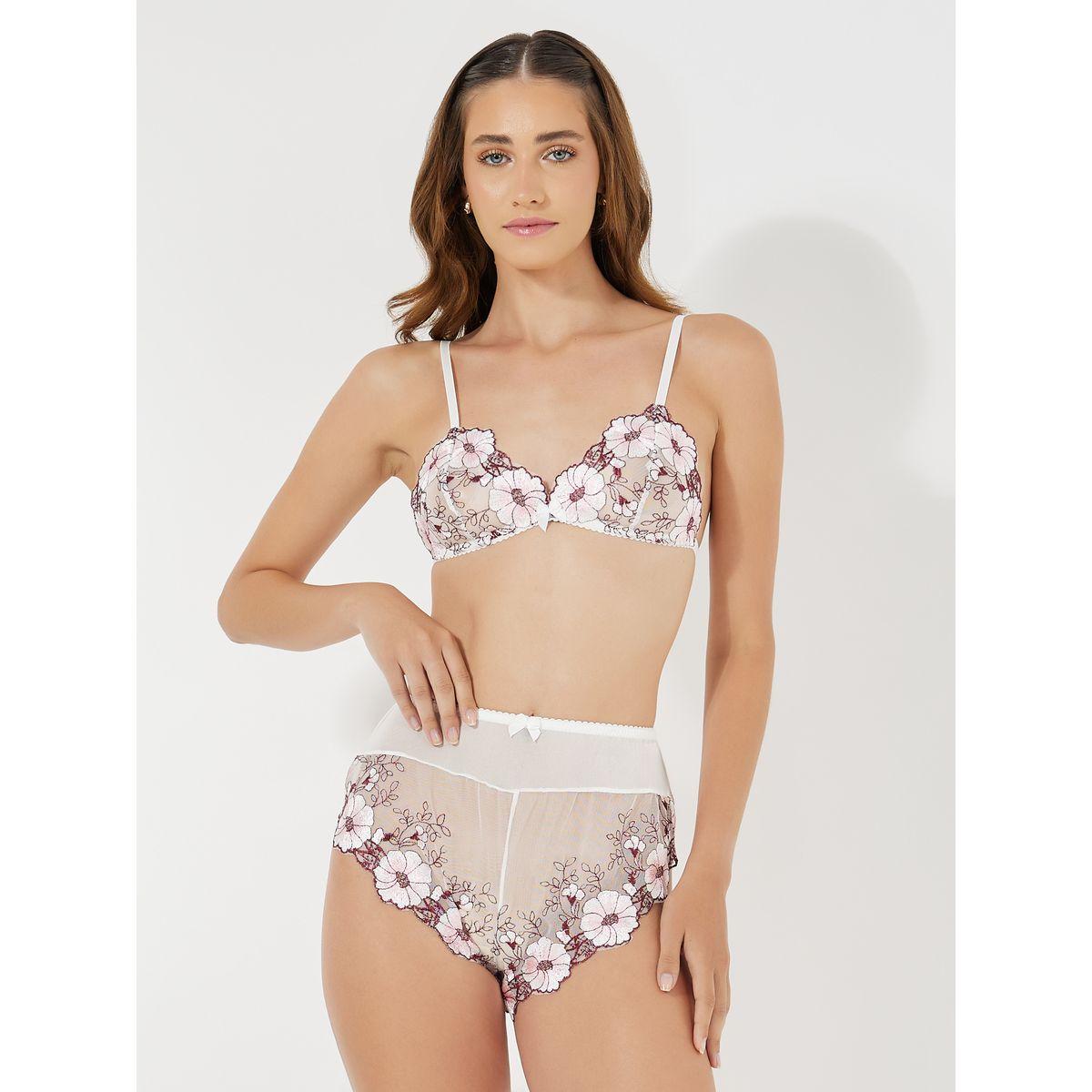 Styli Contrast Floral Embroidered Mesh Bralette & Shorts Set-women-clothing-lingerie-lingeriesets-image-1
