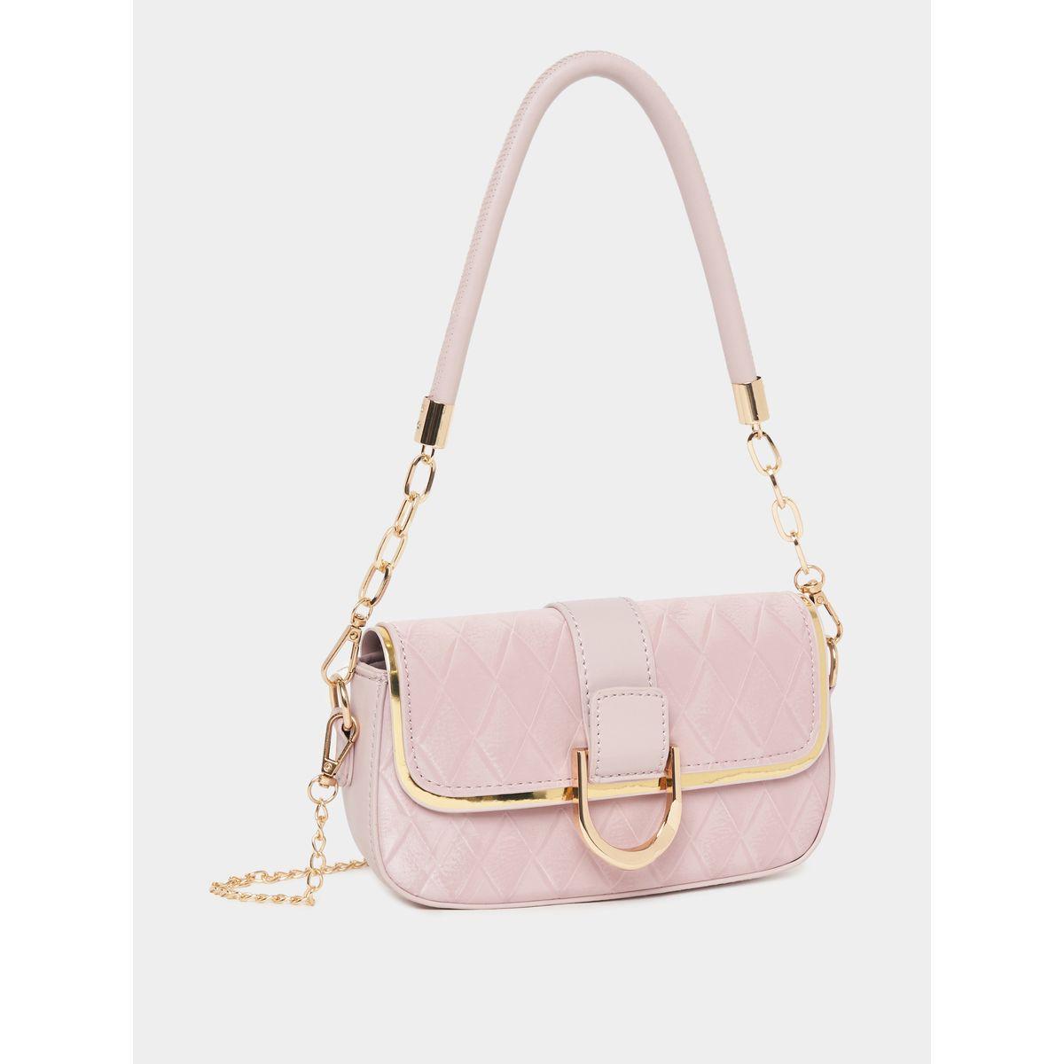 Styli Metal Accent Textured Shoulder Bag with Chain Strap-women-bagsandwallets-handbags-image-1