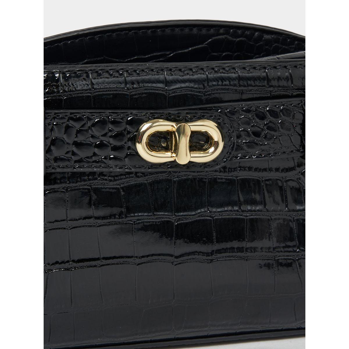 Styli Croc Textured Handbag with Adjustable Strap-women-bagsandwallets-handbags-image-2