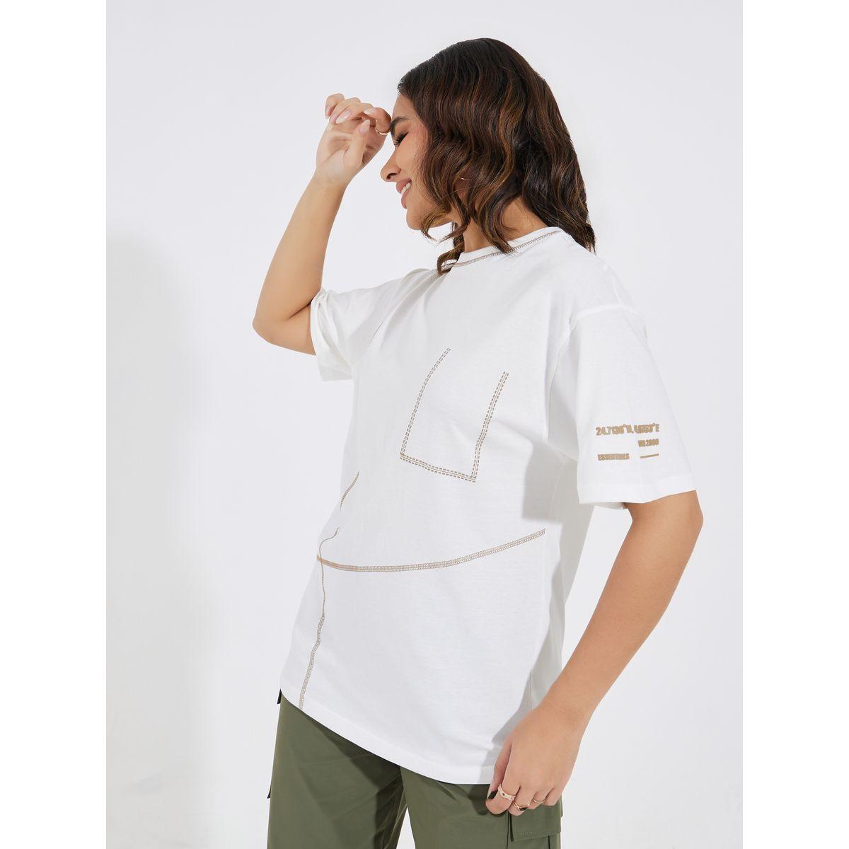 Styli Elevate Jersey Fabric Overlock Stitch Detail T-Shirt-women-clothing-tshirts-image-1