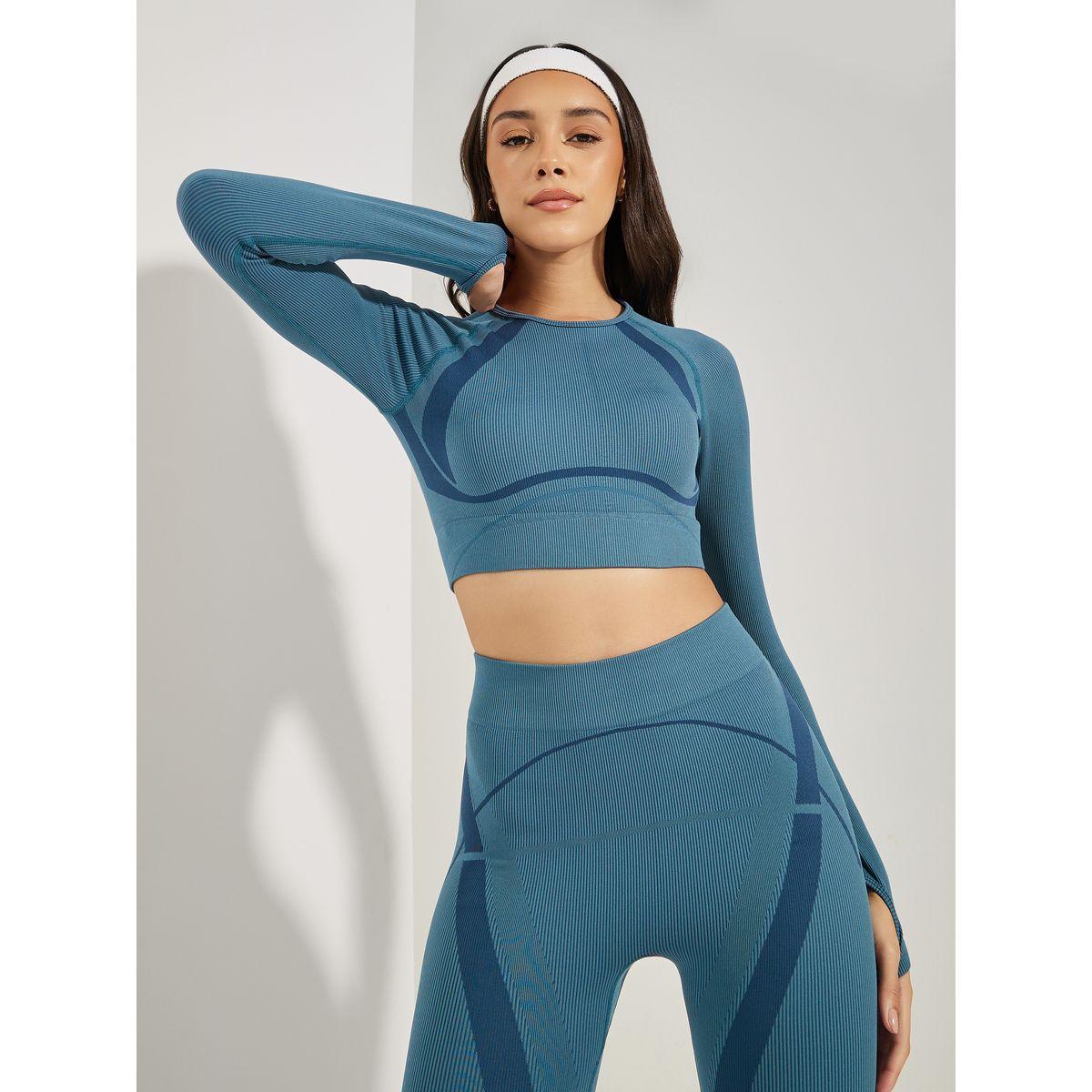 مجموعة من ليقنز وبلوزة قصيرة بنمط كتل الالوان-sports-women-clothing-trackpantsandtracksuits-image-3