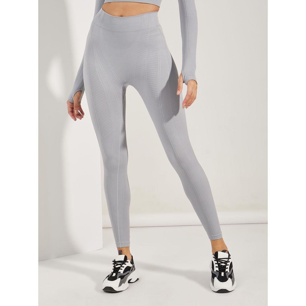 Styli Active Tonal Jacquard Effect Raised Seam Detail Top & Leggings Set-sports-women-clothing-trackpantsandtracksuits-image-4