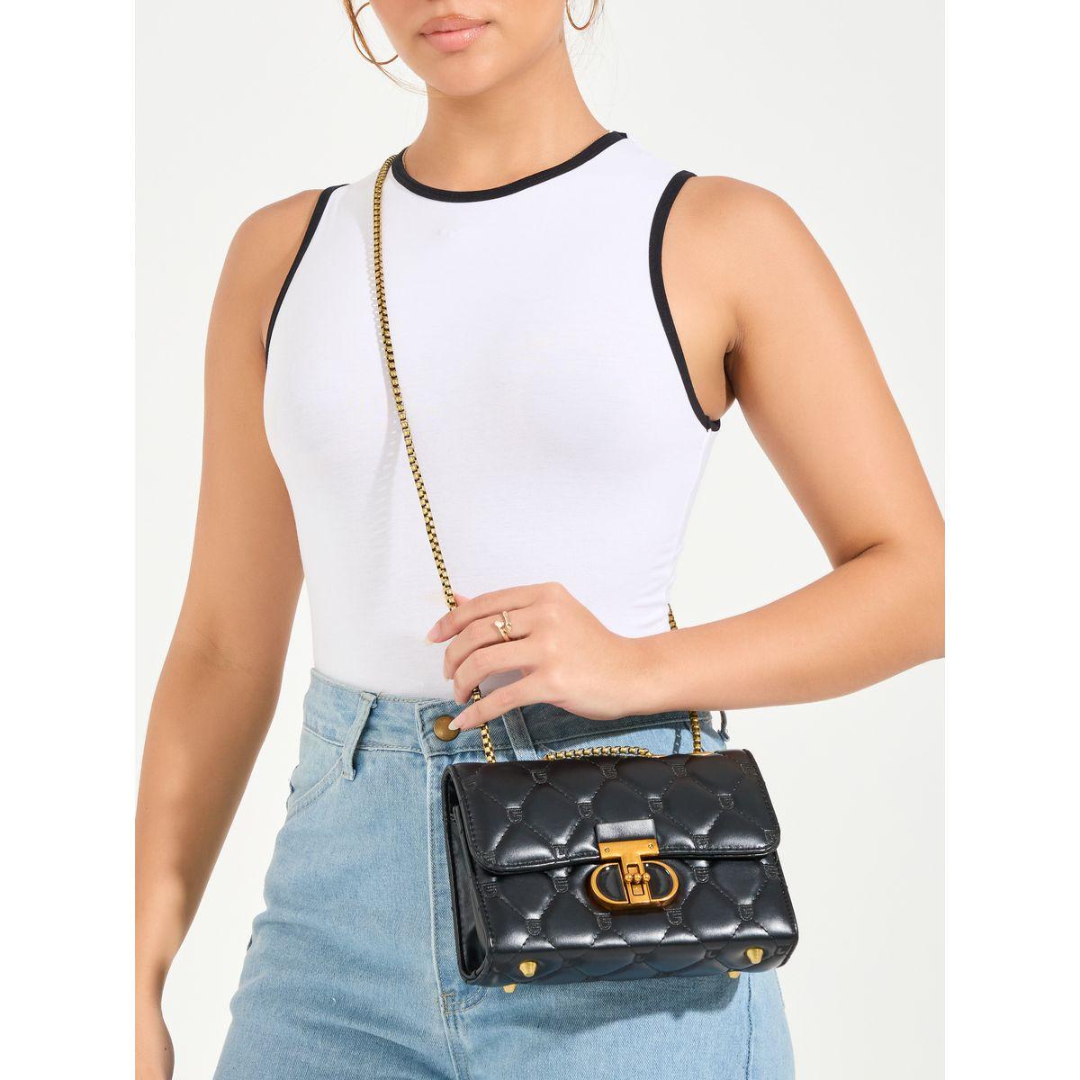 Styli Quilted Shoulder Bag with Chain Strap & Push Lock-women-bagsandwallets-handbags-image-3