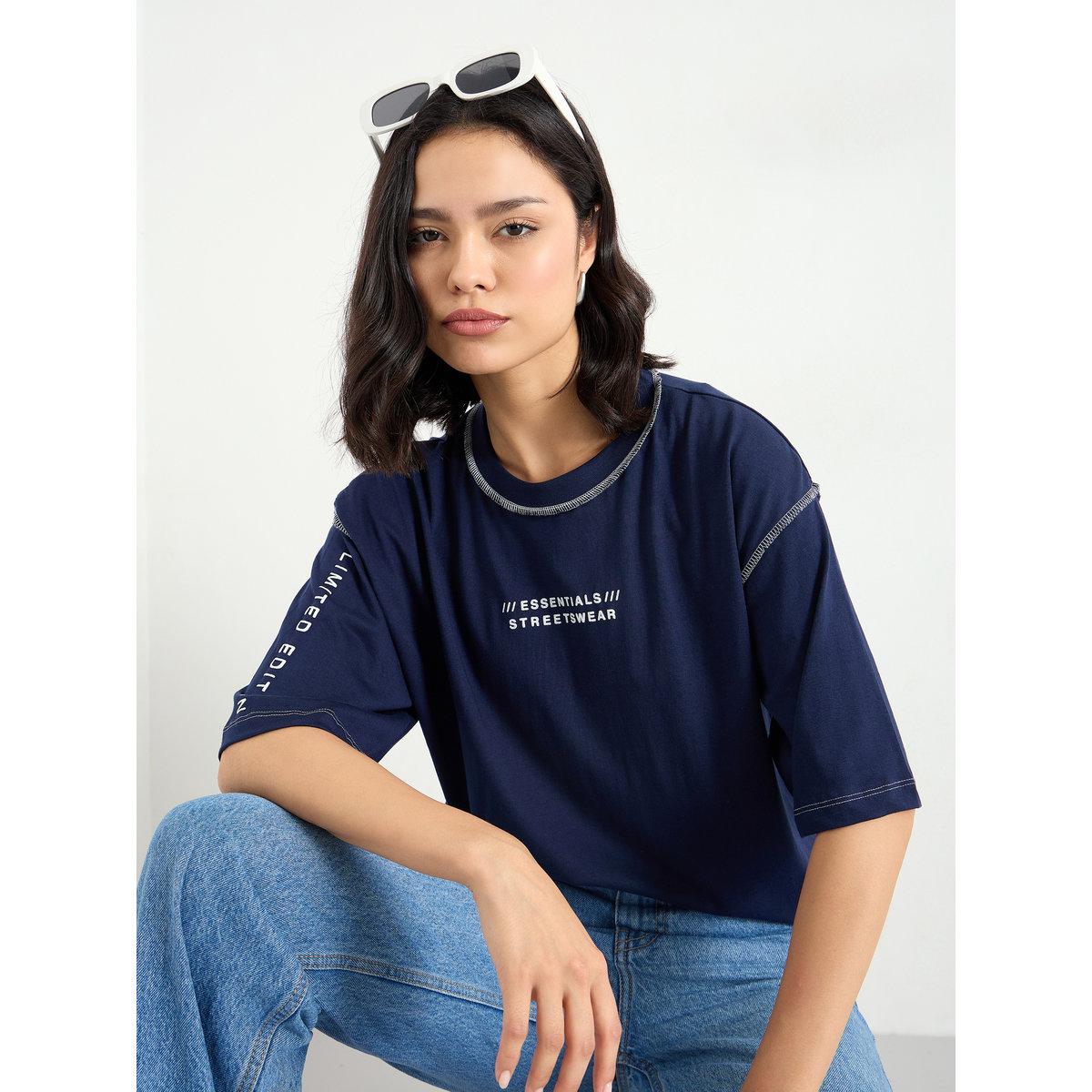 Styli Oversized Overlock Seam Detail Printed T-Shirt-women-clothing-tshirts-image-1