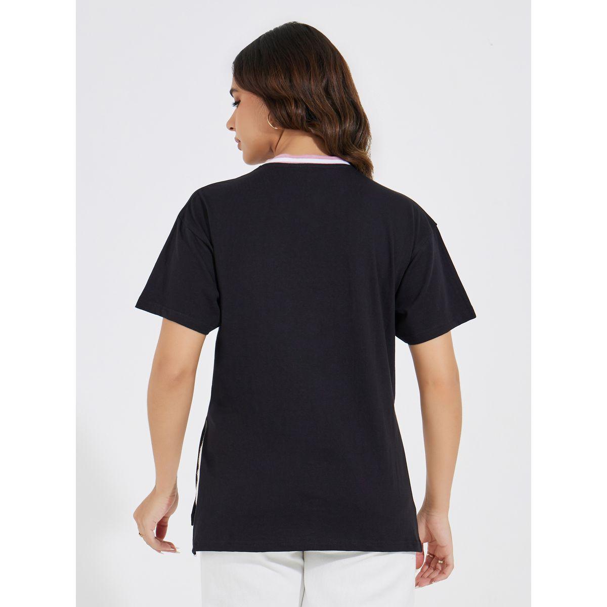Styli Elevate High-Low Hem Slit Detail Printed T-Shirt-women-clothing-tshirts-image-5