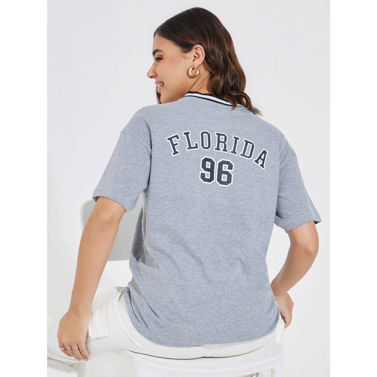 تيشيرت بطبعة فلوريدا مع قصة عادية-women-clothing-tshirts-image-1