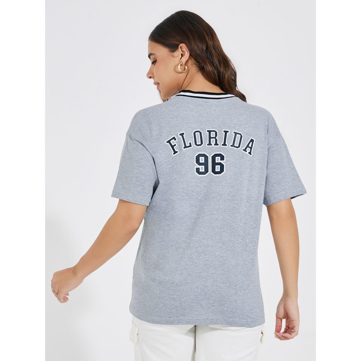 تيشيرت بطبعة فلوريدا مع قصة عادية-women-clothing-tshirts-image-5