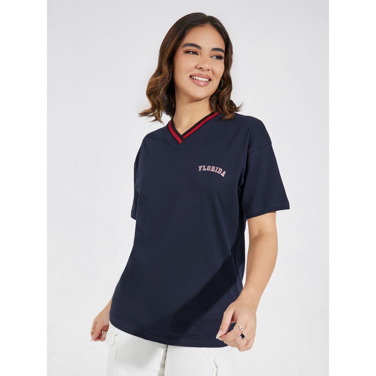 تيشيرت بطبعة فلوريدا مع قصة عادية-women-clothing-tshirts-image-3