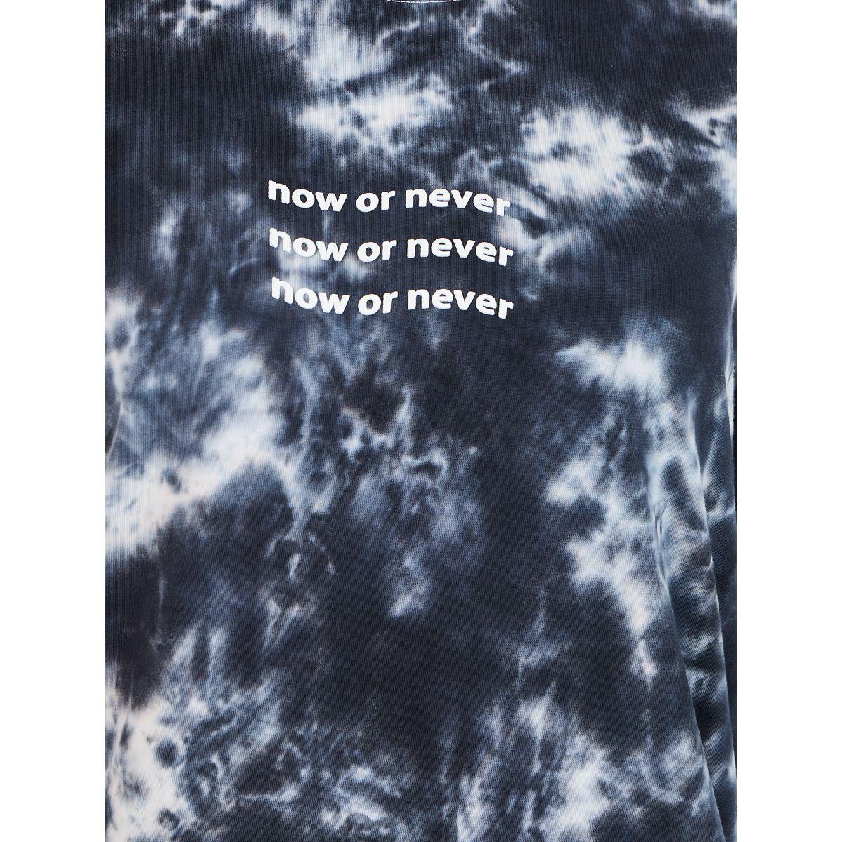 Styli Elevate Tie Dye Slogan Print T-Shirt with Short Sleeves-women-clothing-tshirts-image-3