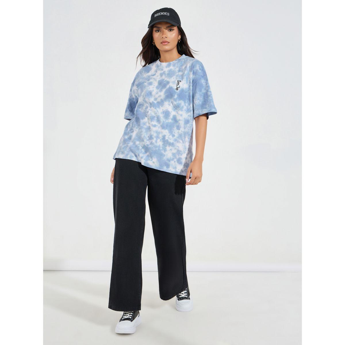 Styli Elevate Oversized Tie-Dye Print T-Shirt with Dropped Shoulder-women-clothing-tshirts-image-2