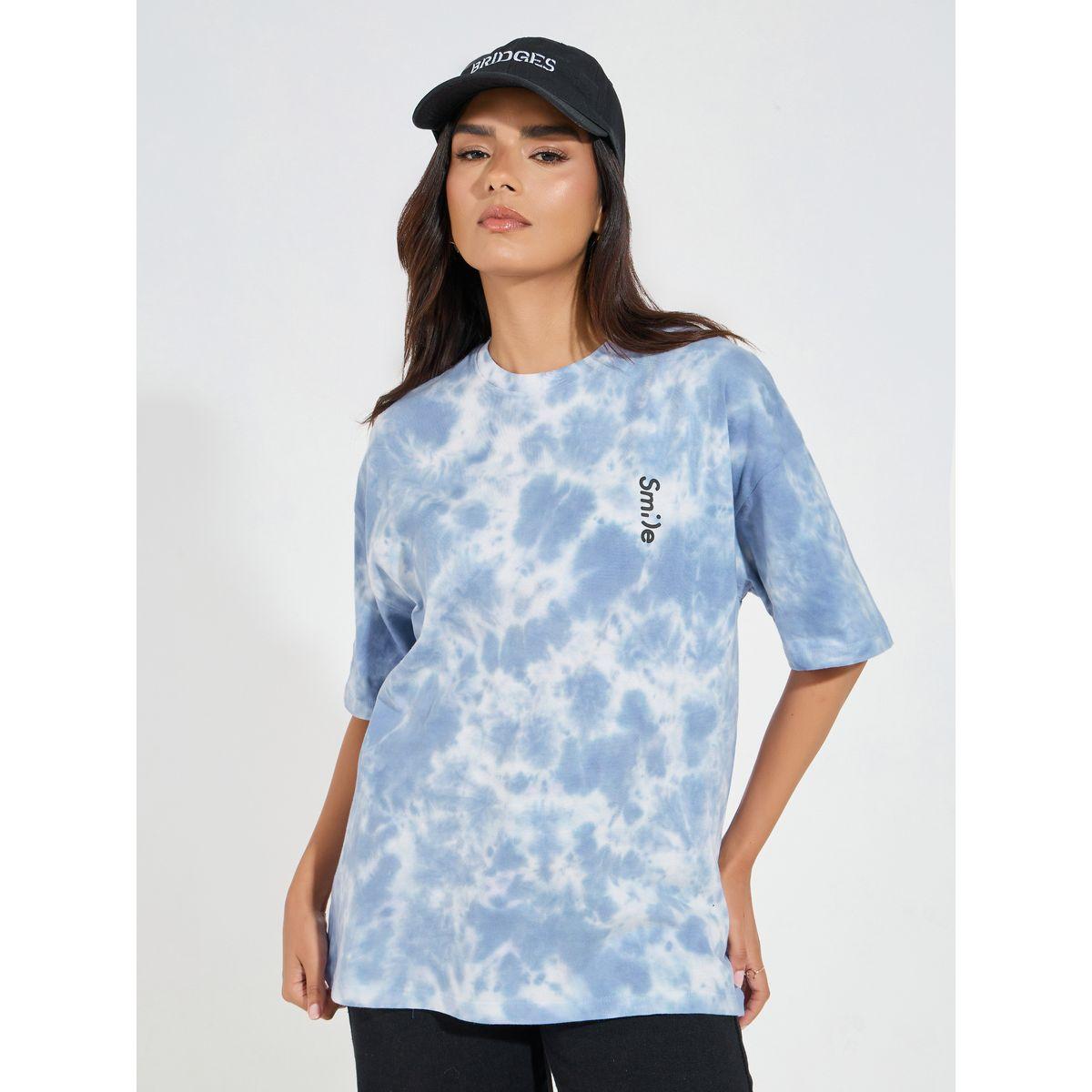 Styli Elevate Oversized Tie-Dye Print T-Shirt with Dropped Shoulder-women-clothing-tshirts-image-3