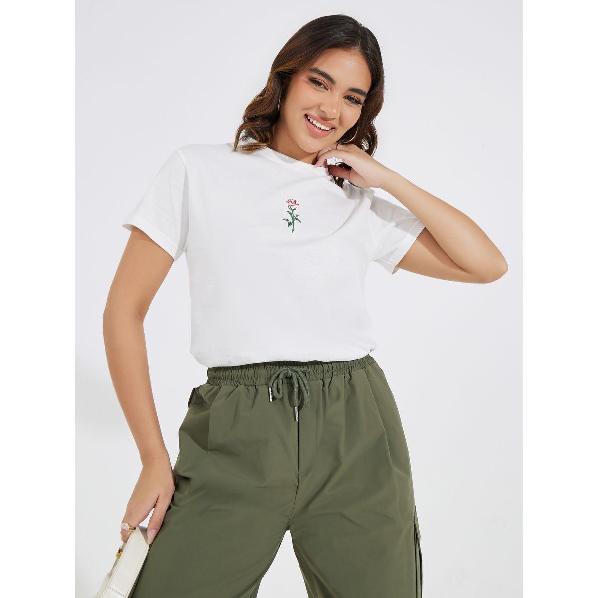 Styli Elevate Cotton Jersey Regular Fit Embroidery Detail T-Shirt-women-clothing-tshirts-image-1