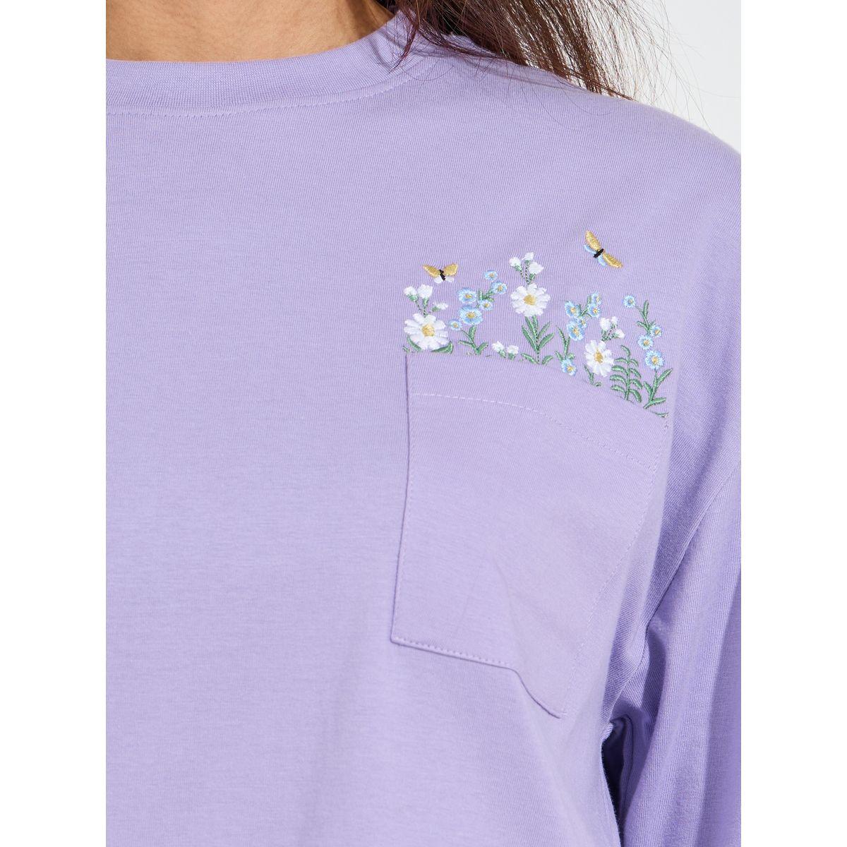 Styli Elevate Cotton Jersey Embroidered Pocket Detail T-Shirt-women-clothing-tshirts-image-3