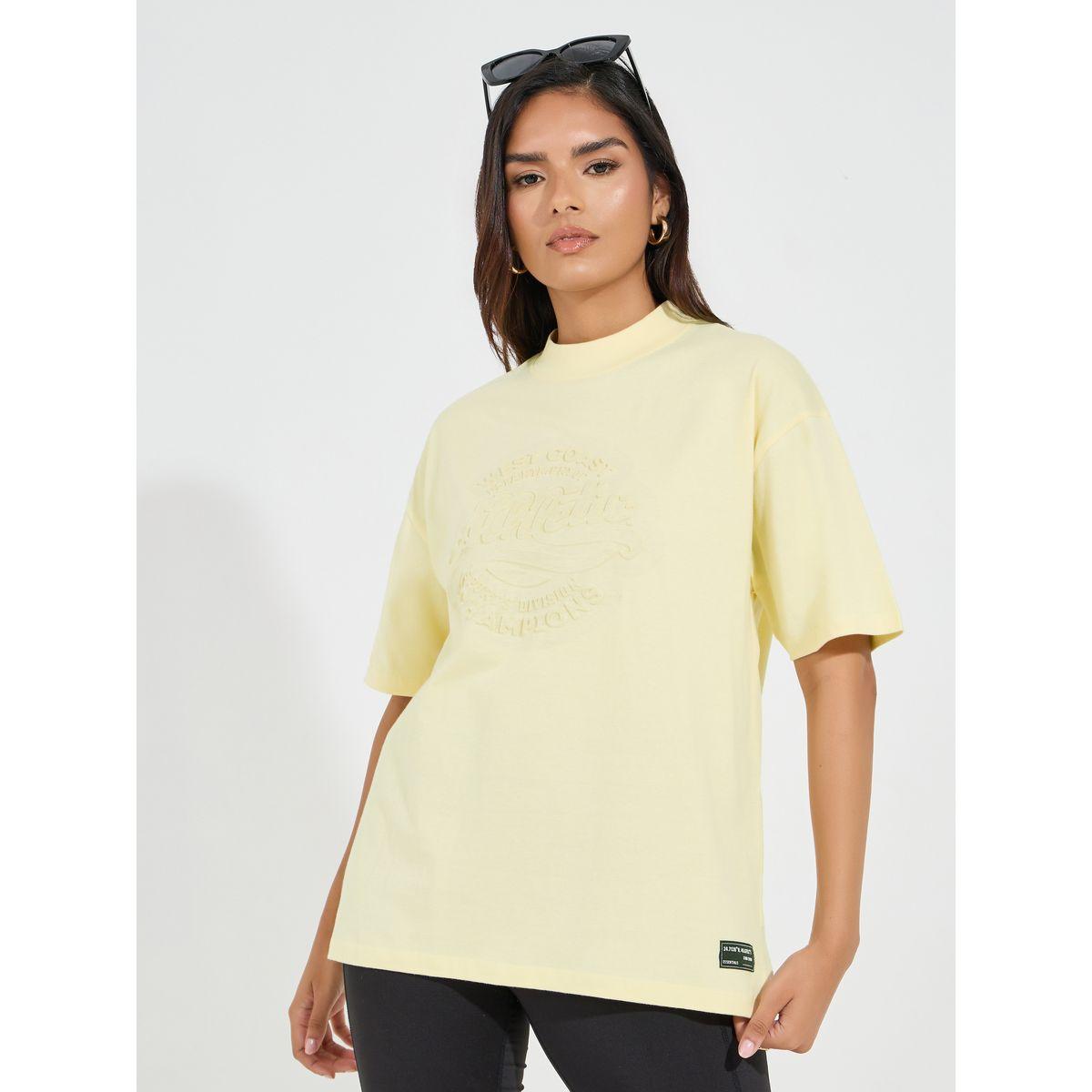 Styli Elevate Cotton Jersey Embossed Print Oversized T-Shirt-women-clothing-tshirts-image-1