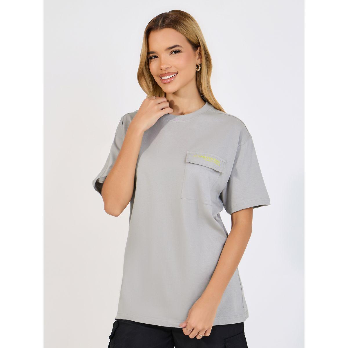 تيشيرت فضفاض بأكمام قصيرة مع جيب-women-clothing-tshirts-image-1