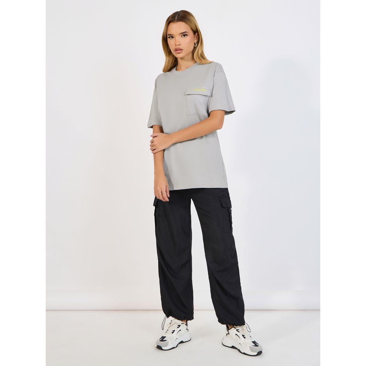 Styli Oversized Forward Shoulder T-Shirt with Pocket and Short Sleeve-women-clothing-tshirts-image-2