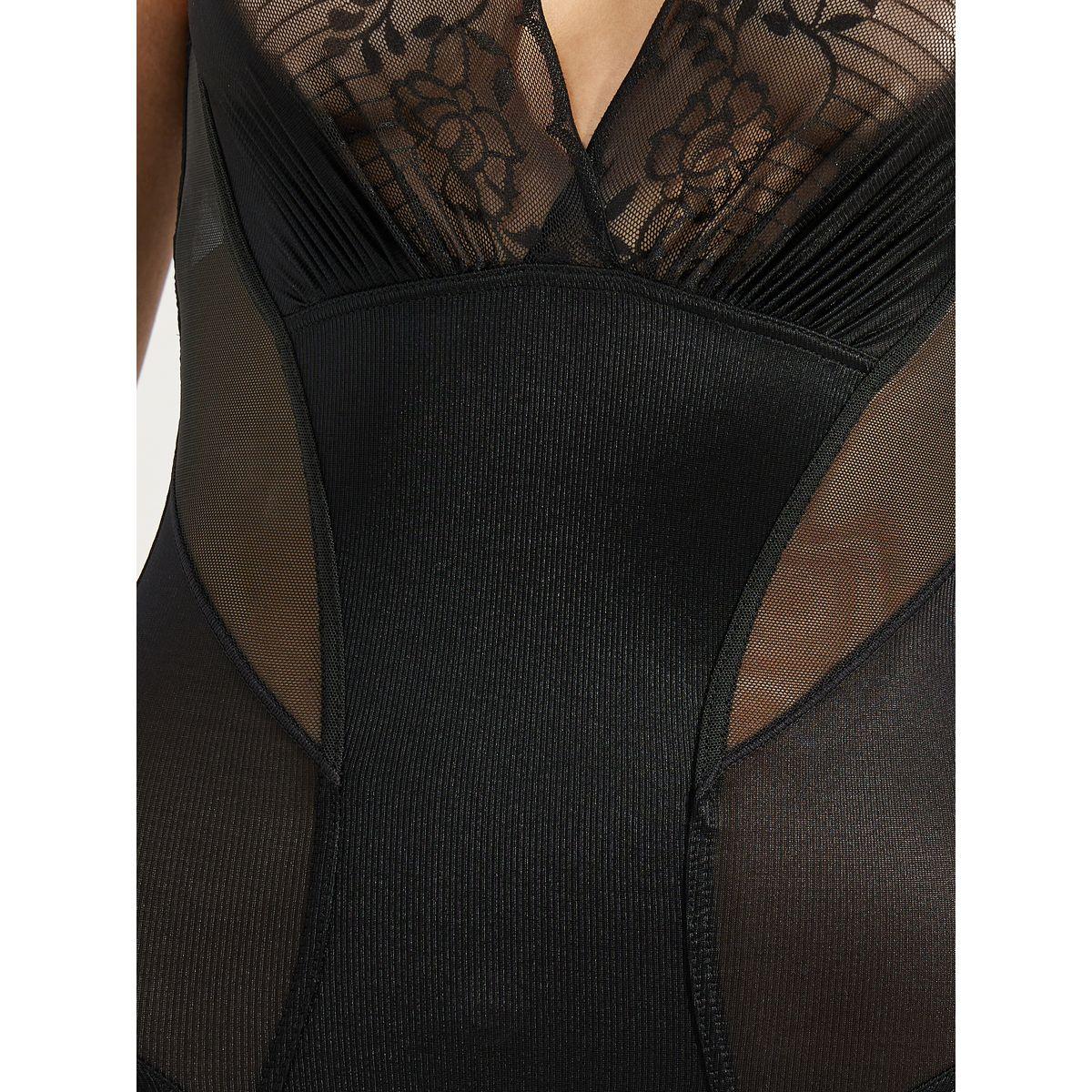مشد للجسم بتفاصيل دانتيل وحواف بشكل صدف-women-clothing-lingerie-shapewear-image-2