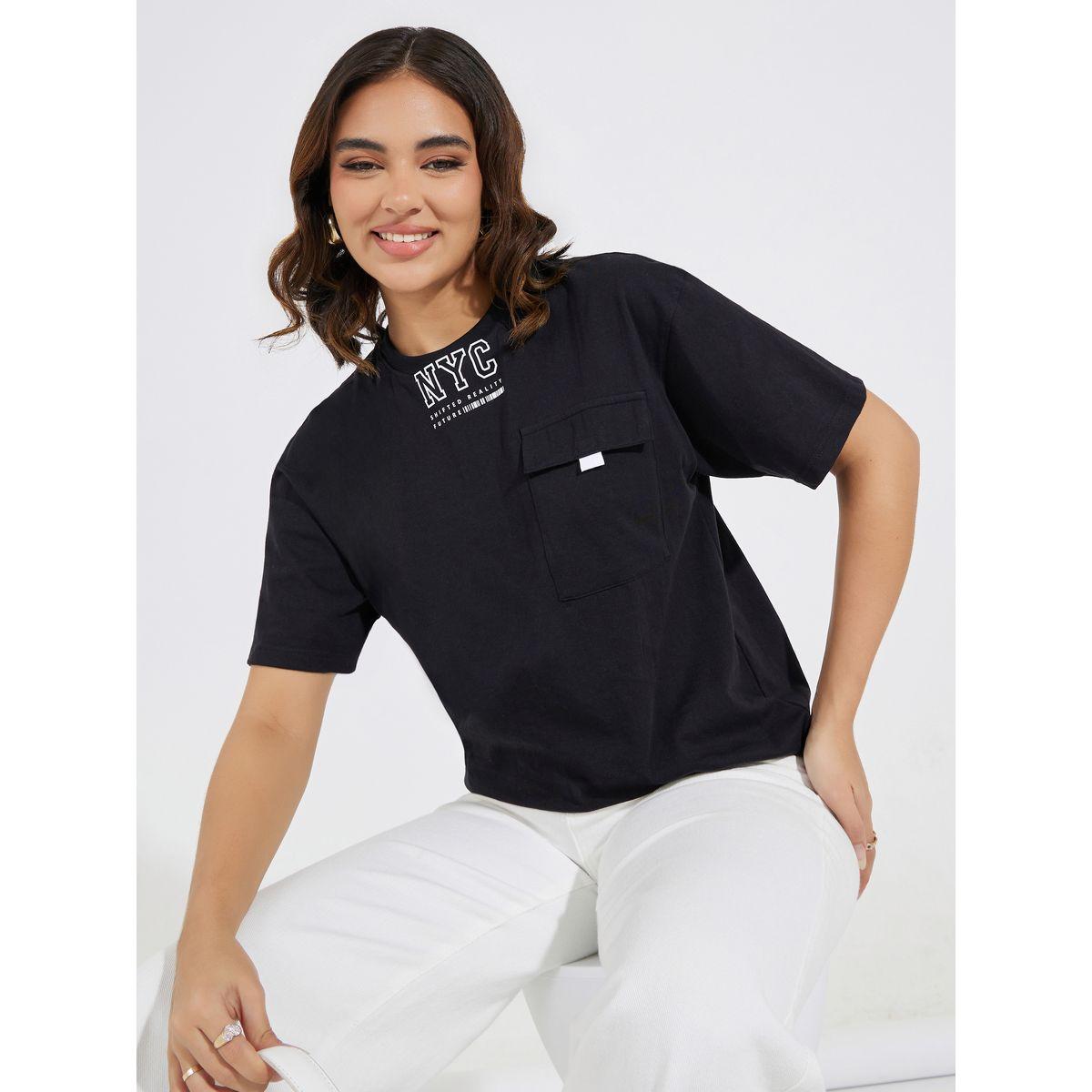 Styli Elevate Cotton Jersey Printed T-Shirt with Pocket Detail-women-clothing-tshirts-image-1