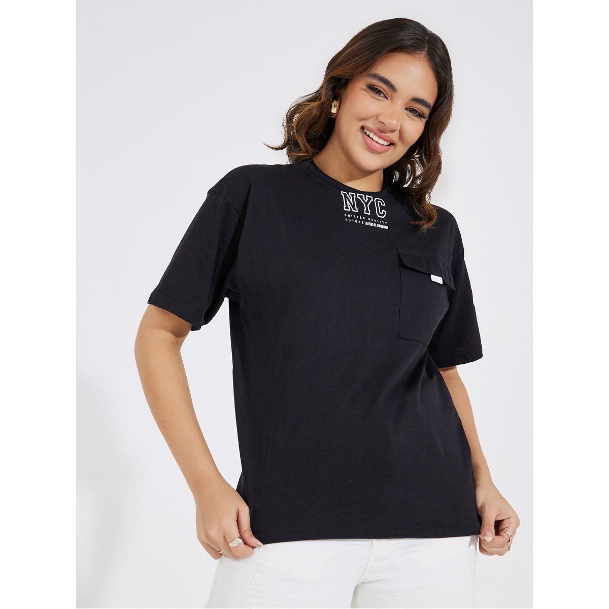 Styli Elevate Cotton Jersey Printed T-Shirt with Pocket Detail-women-clothing-tshirts-image-3