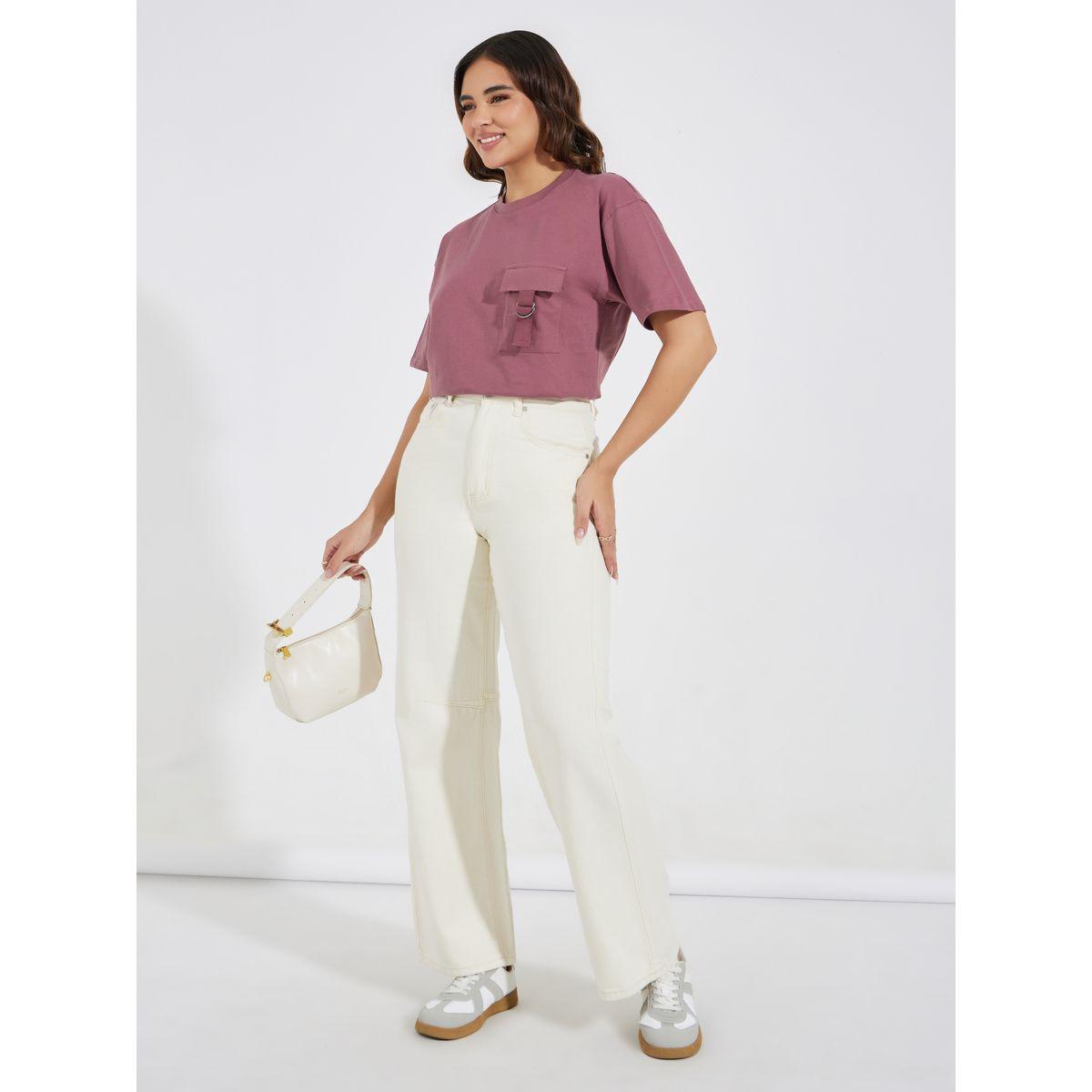 Styli Elevate Cotton Jersey Oversized T-Shirt with Flap Pocket-women-clothing-tshirts-image-2