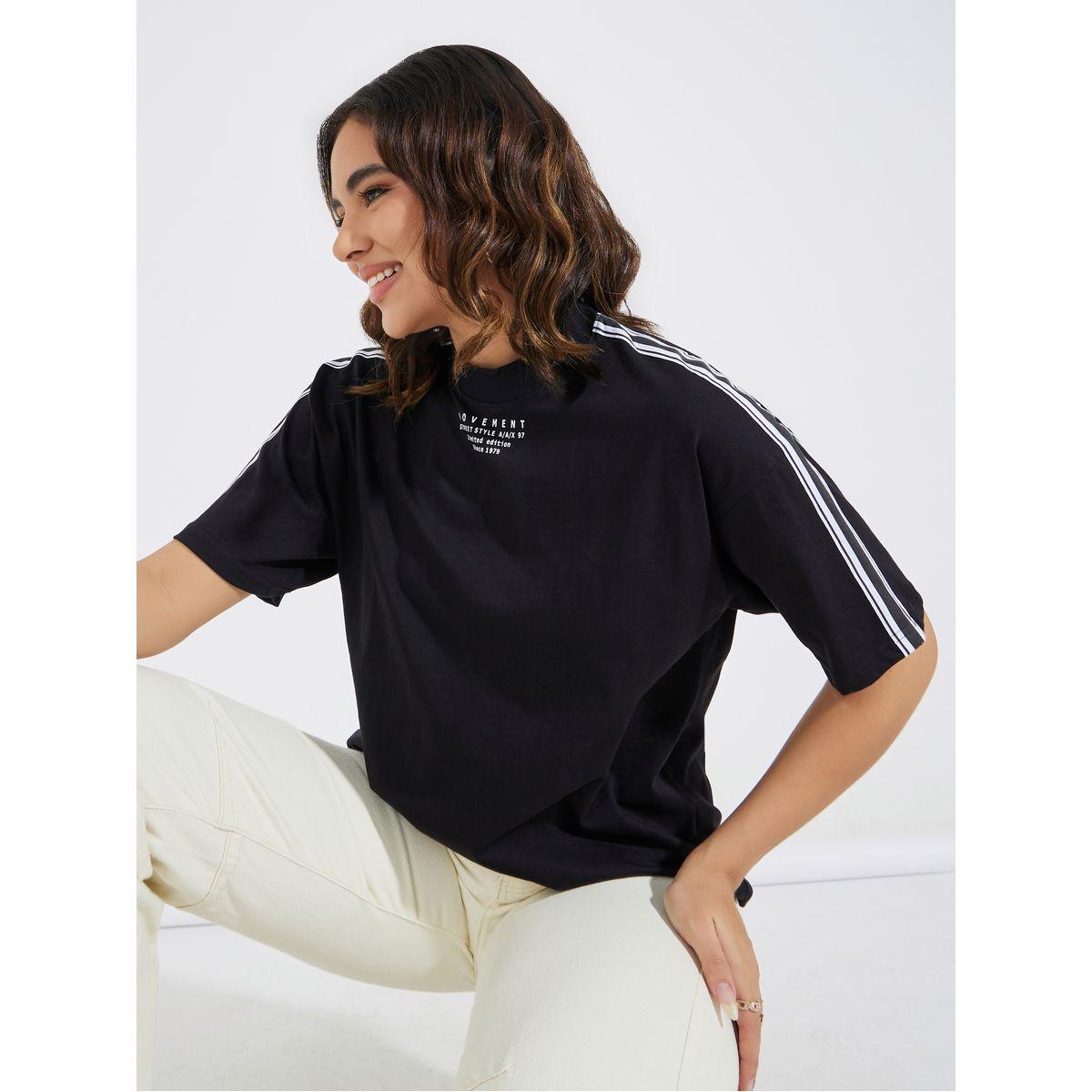 Styli Elevate Cotton Jersey High Neck T-Shirt with Shoulder Tape Detail-women-clothing-tshirts-image-1