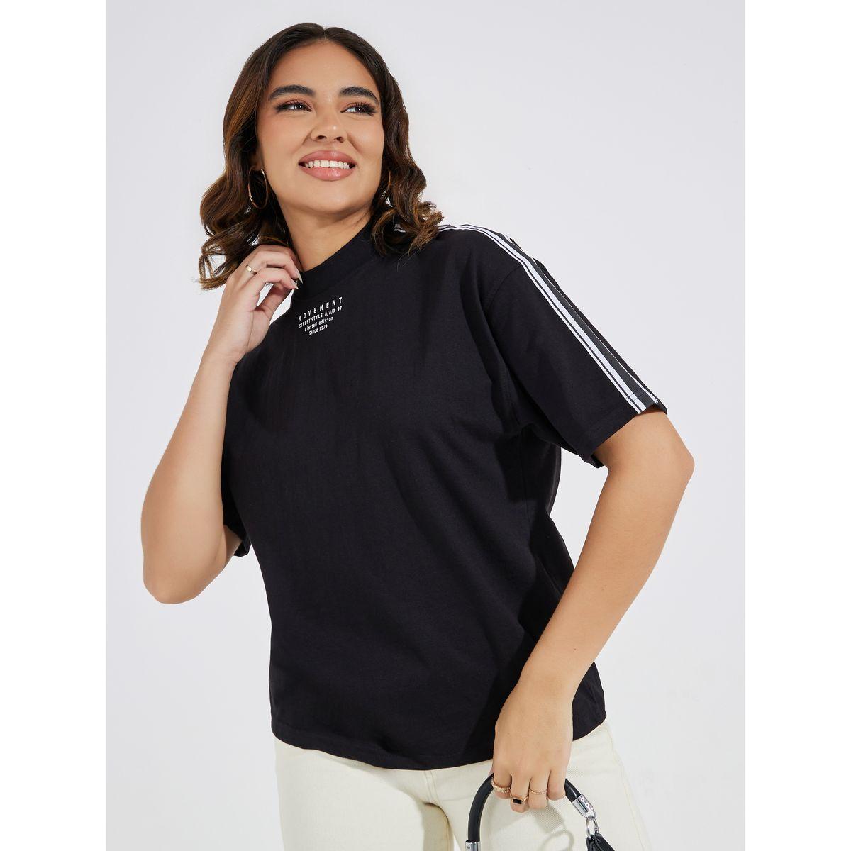 Styli Elevate Cotton Jersey High Neck T-Shirt with Shoulder Tape Detail-women-clothing-tshirts-image-3