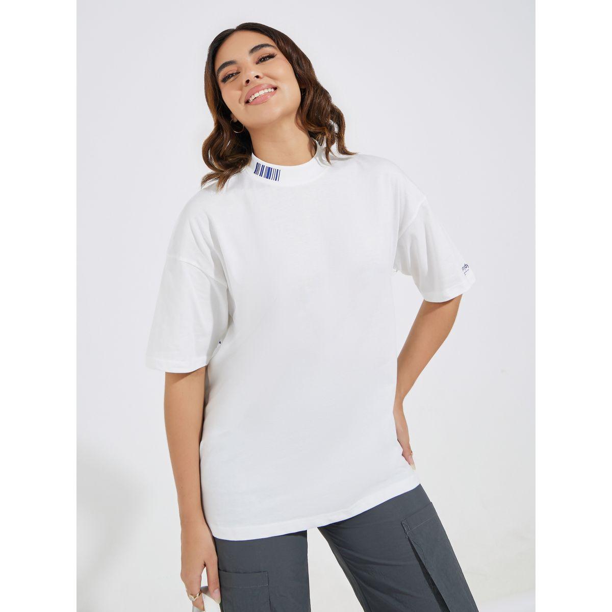 Styli Elevate Oversized Slogan T-Shirt with High-Low Hem-women-clothing-tshirts-image-3