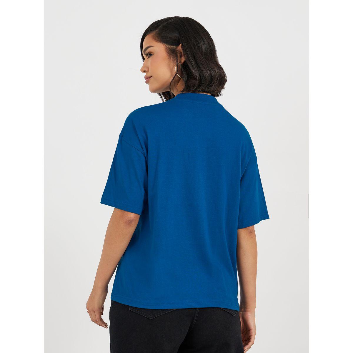Oversized High Neck Embroidery Detail T-Shirt-women-clothing-tshirts-image-5