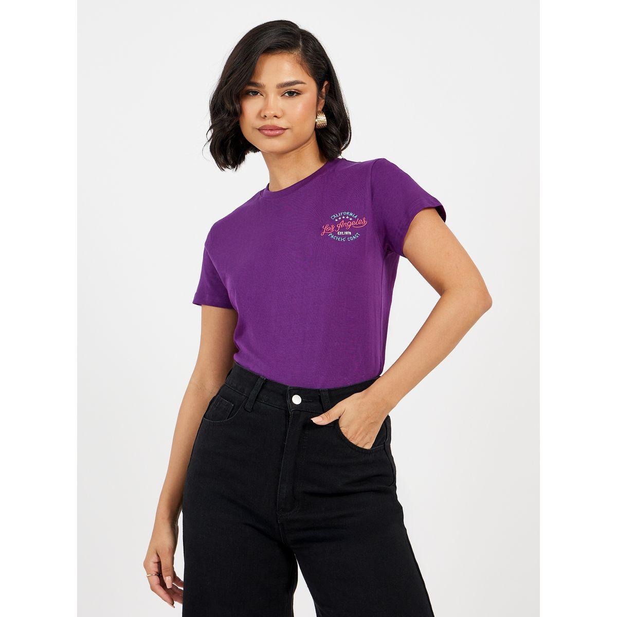 Regular Fit Cotton Jersey Embroidered Detail T-Shirt-women-clothing-tshirts-image-1