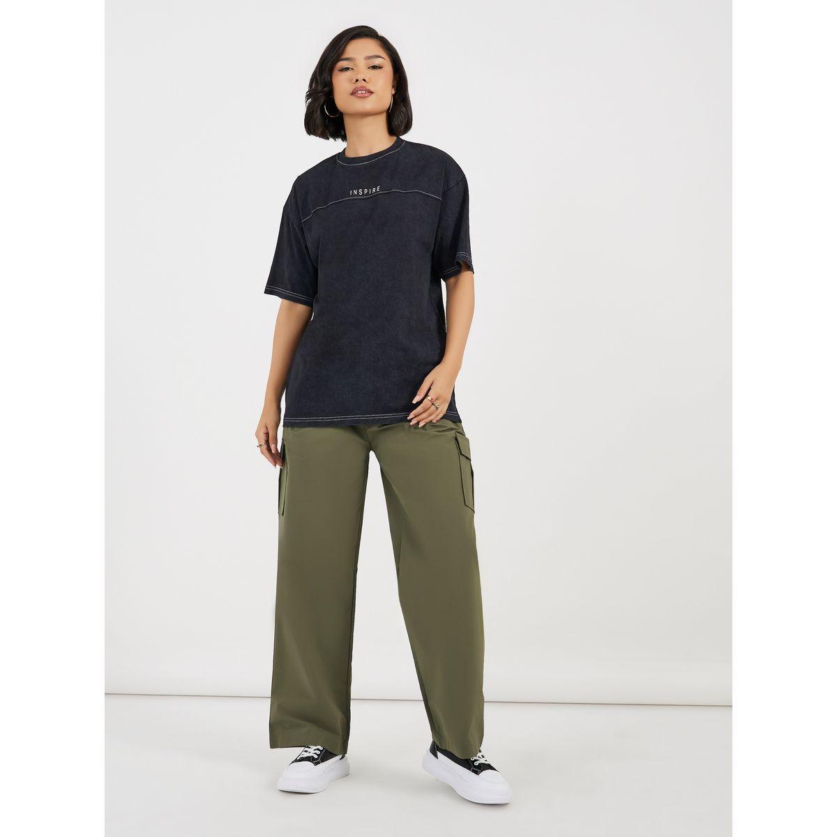 Styli Oversized T-Shirt With Print and Acid Wash In Single Jersey Fabric-women-clothing-tshirts-image-3