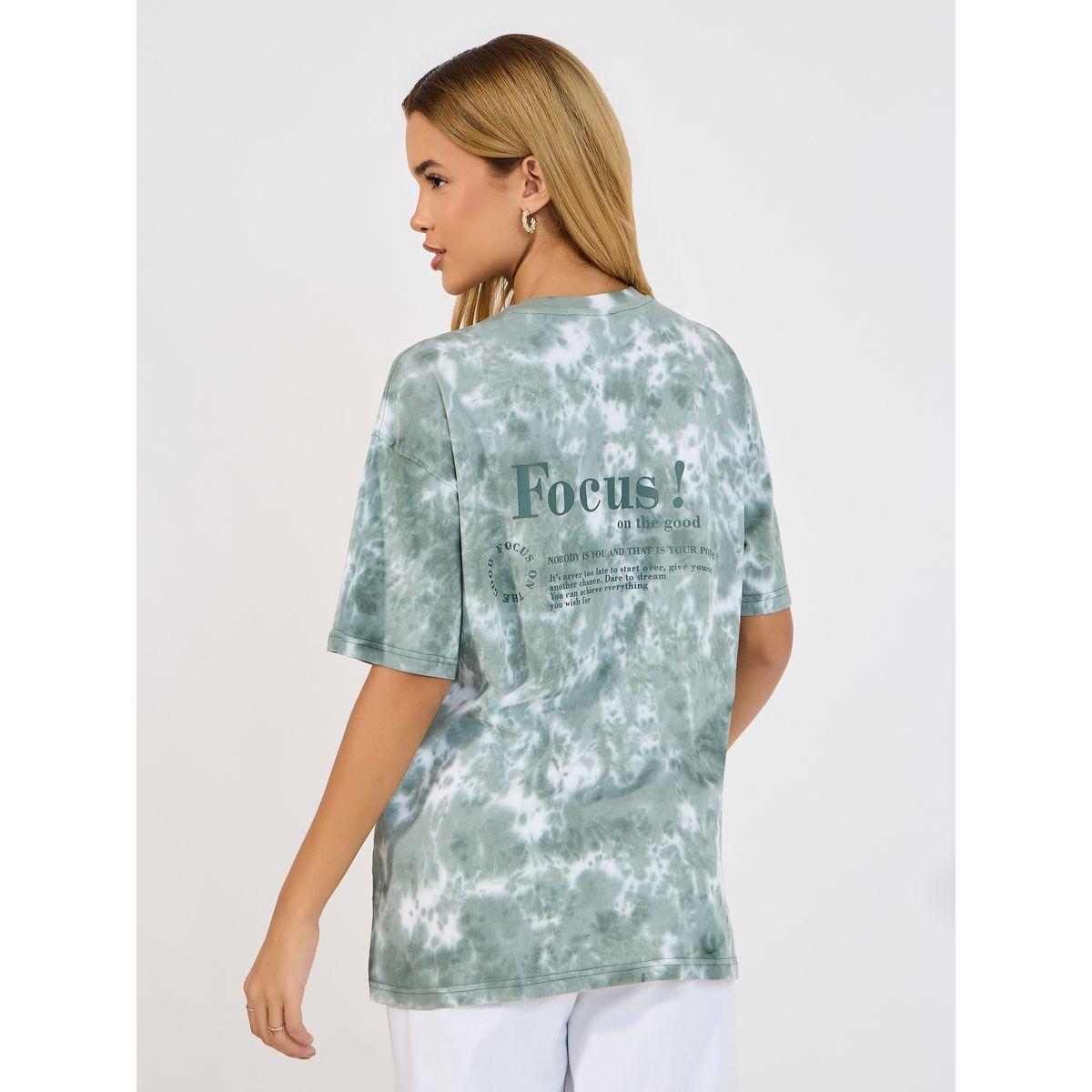 تيشيرت فضفاض بطبعة تاي داي وأكمام قصيرة-women-clothing-tshirts-image-1