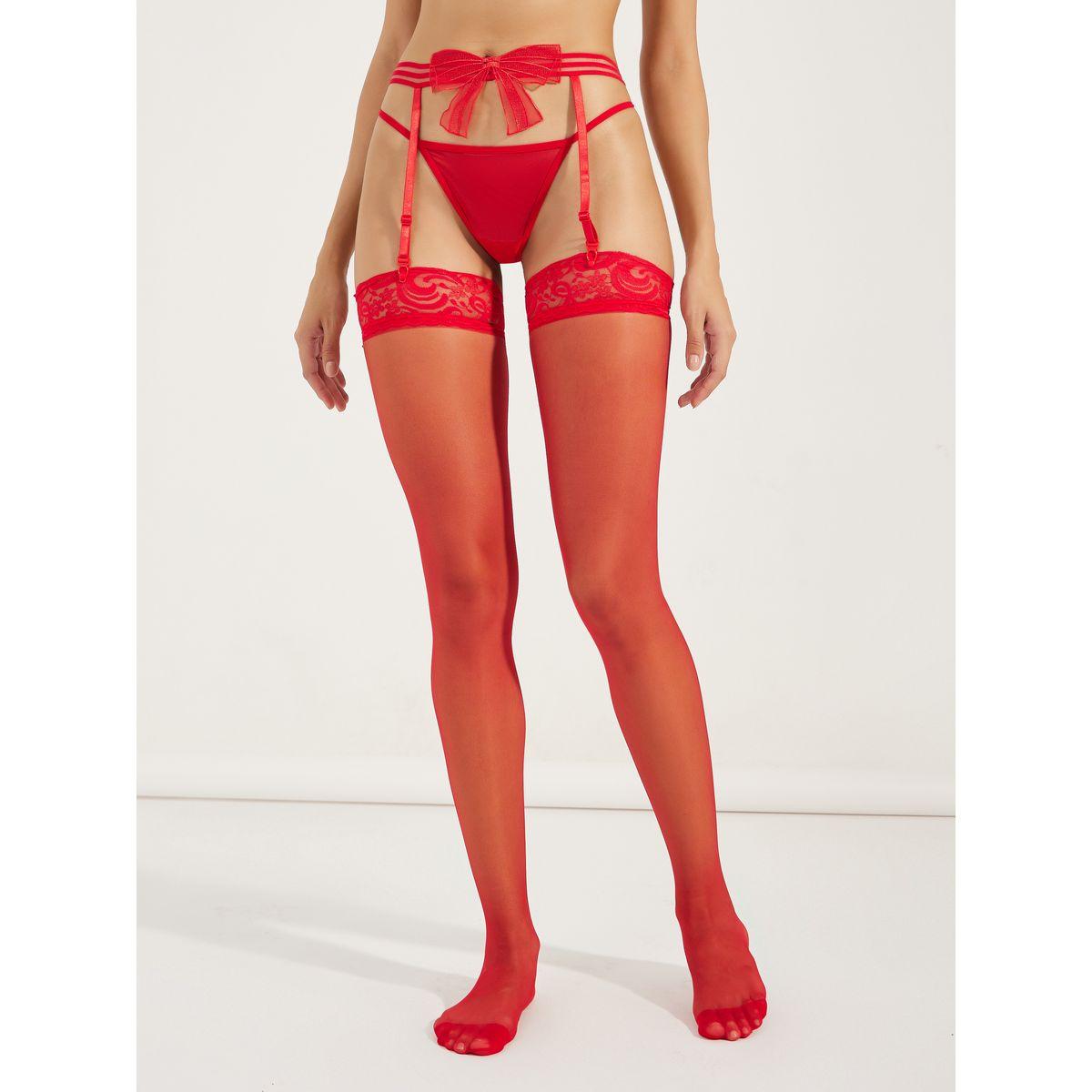 Styli Pack of 3 - Bow Detail Suspender Straps, Thigh High Stockings & Thong-women-clothing-lingerie-lingerieaccessories-image-1