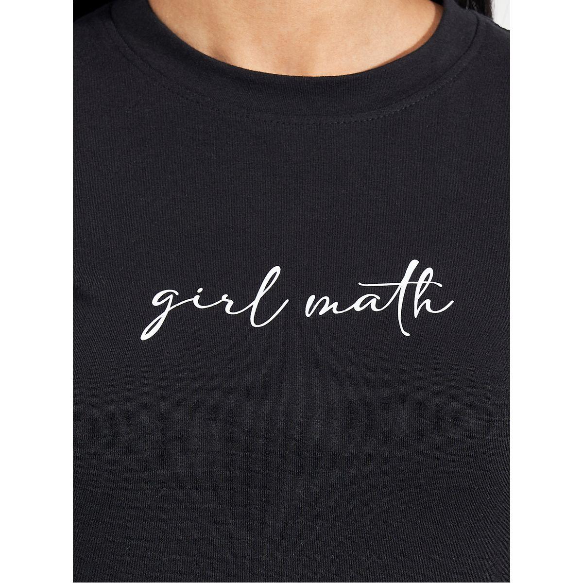 Styli Fitted Girl Math Slogan Print T-Shirt-women-clothing-tshirts-image-3