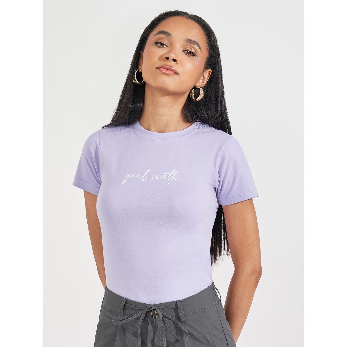 Styli Fitted Girl Math Slogan Print T-Shirt-women-clothing-tshirts-image-1