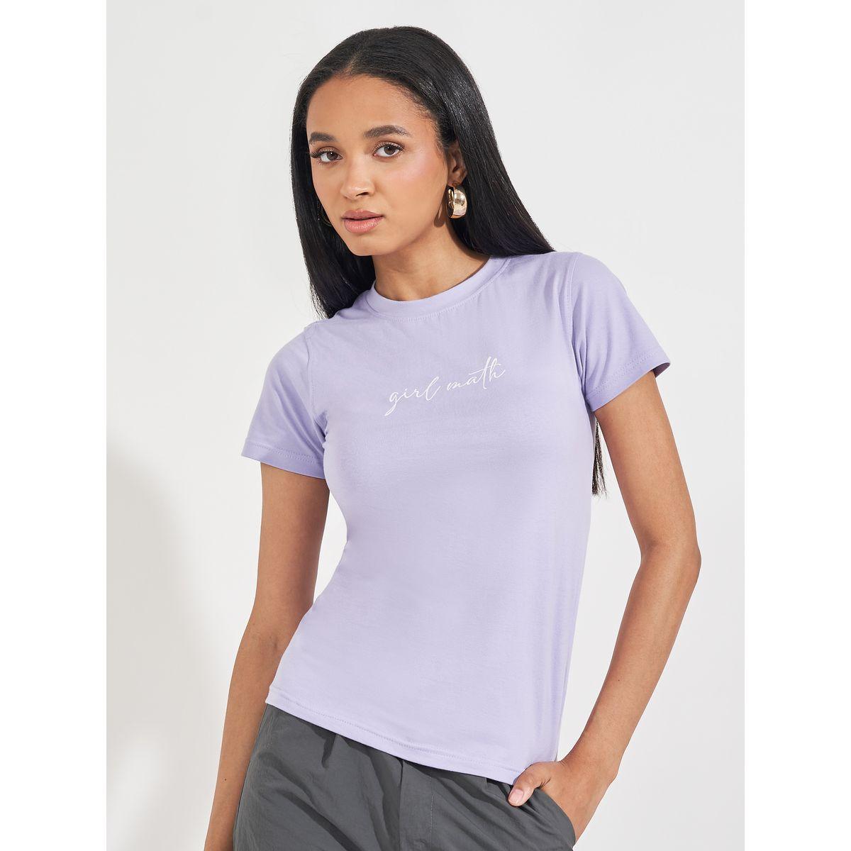 Styli Fitted Girl Math Slogan Print T-Shirt-women-clothing-tshirts-image-3