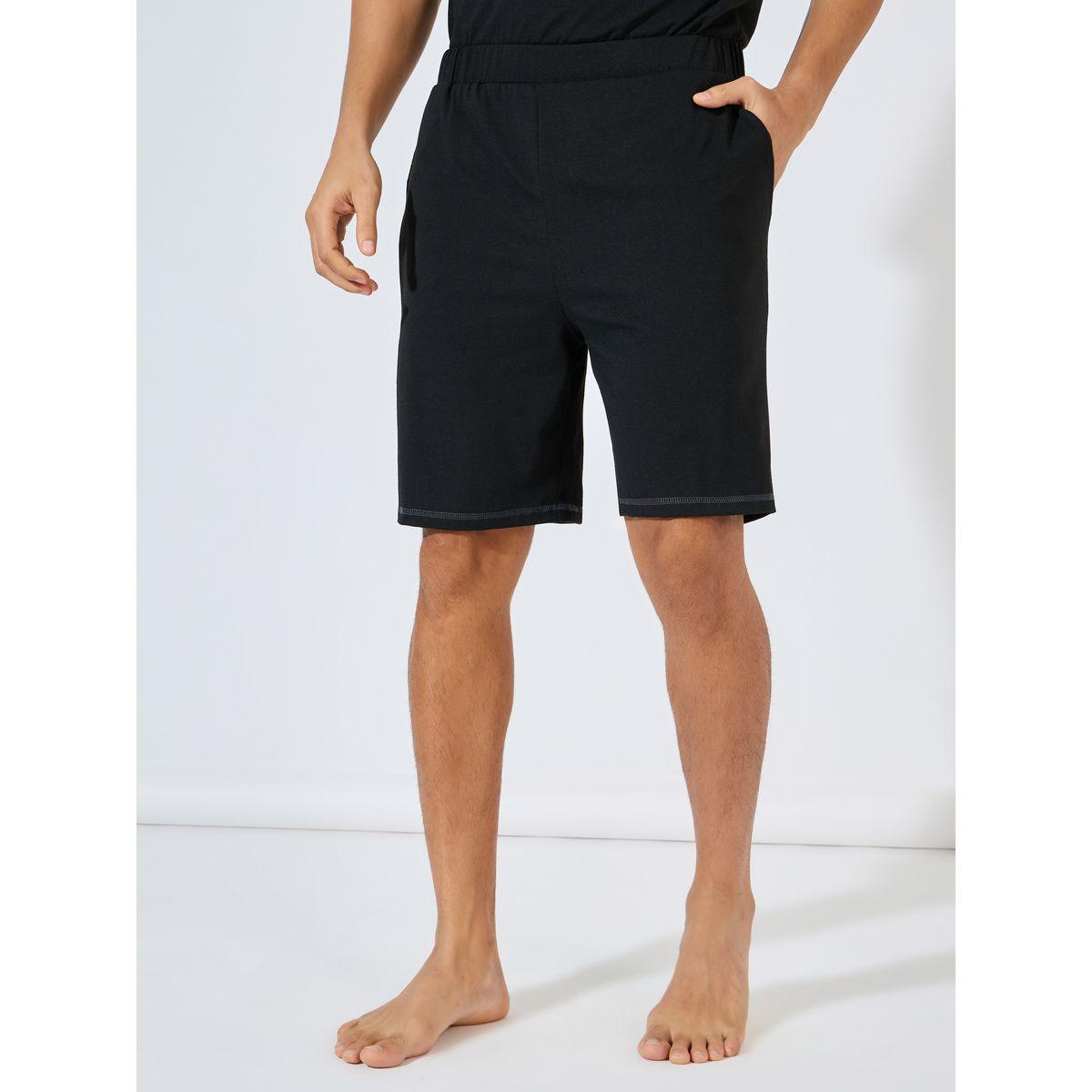 Styli Unwind Contrast Trim V Neck  T-Shirt & Shorts Set-men-clothing-nightwear-sets-image-5