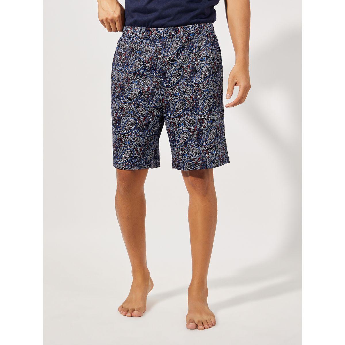 Styli Unwind Henley Neck T-Shirt & Paisley Print Shorts Set-men-clothing-nightwear-sets-image-5