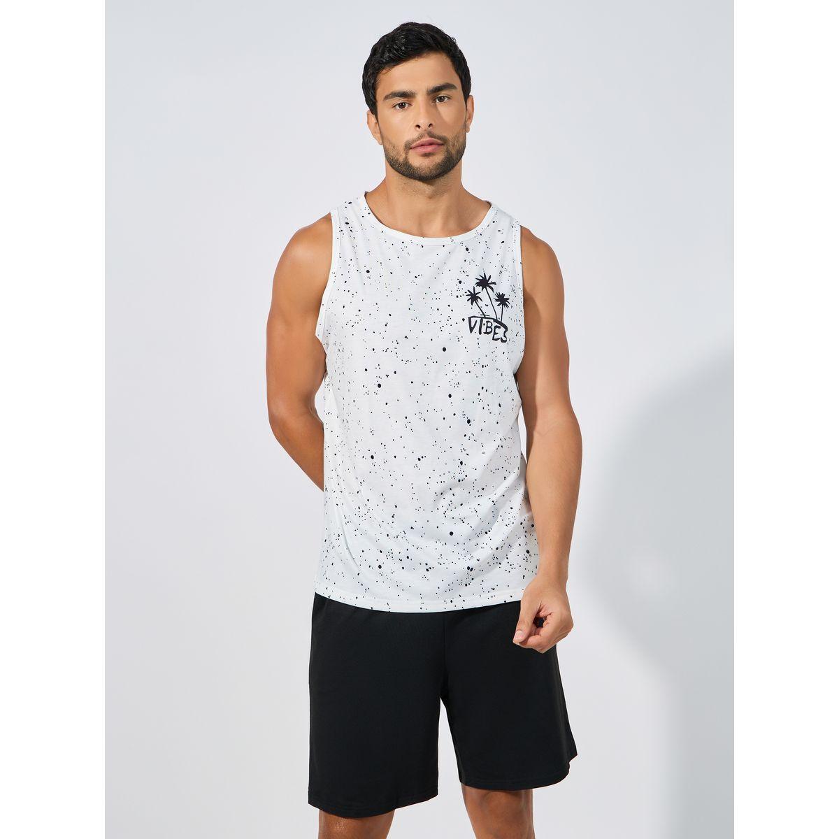 مجموعة من شورت سادة مع تيشيرت كت مطبع بالكامل-men-clothing-nightwear-sets-image-2